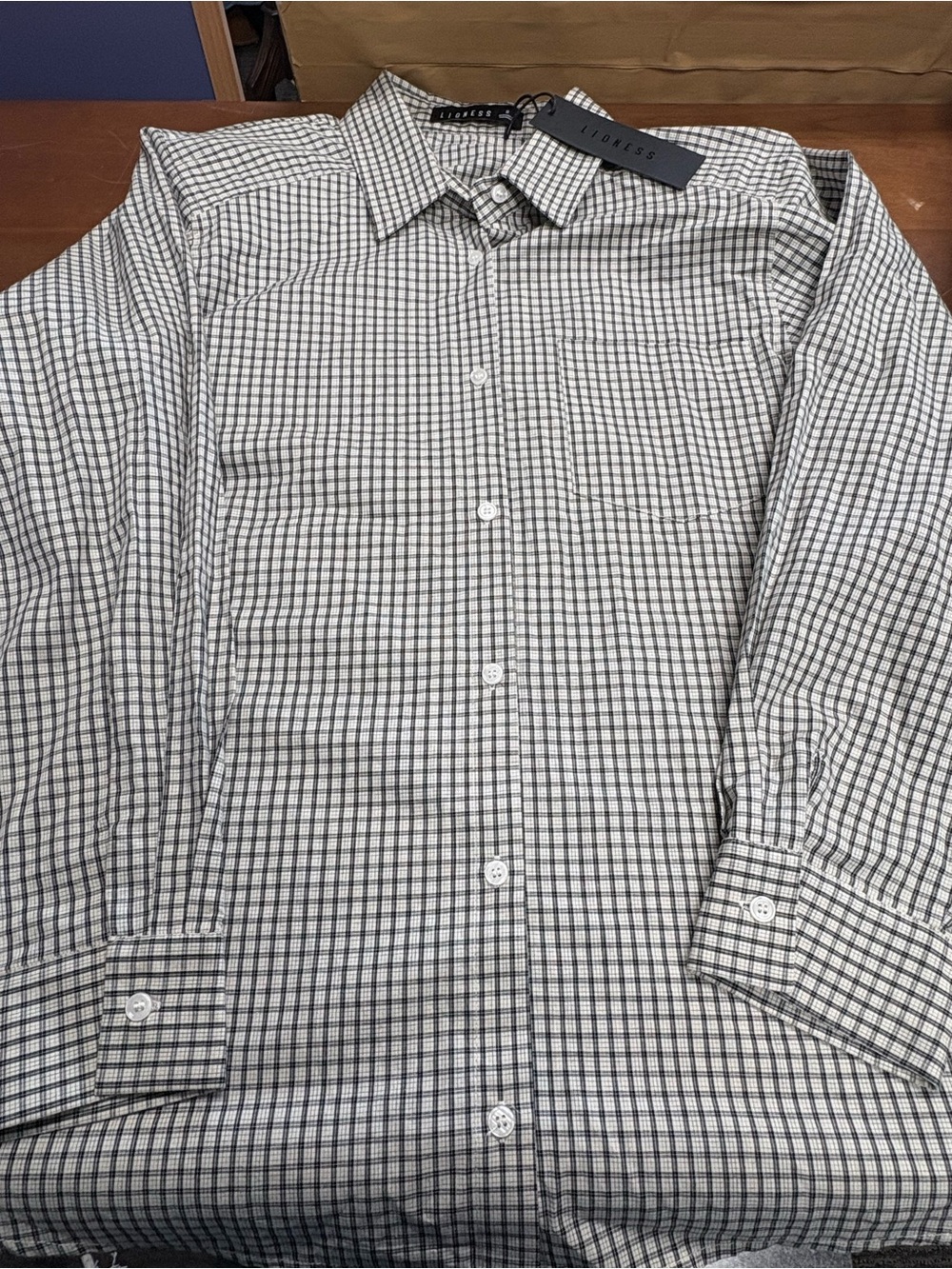Lioness Black & White Checked Casual Button-Down Shirt